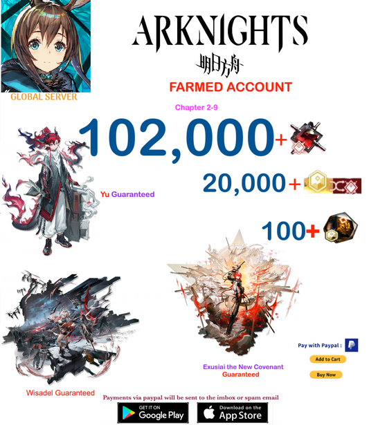 [Global Server] 102,000 +Orundum + Exusiai the New Covenant  Arknights Farmed Account v2