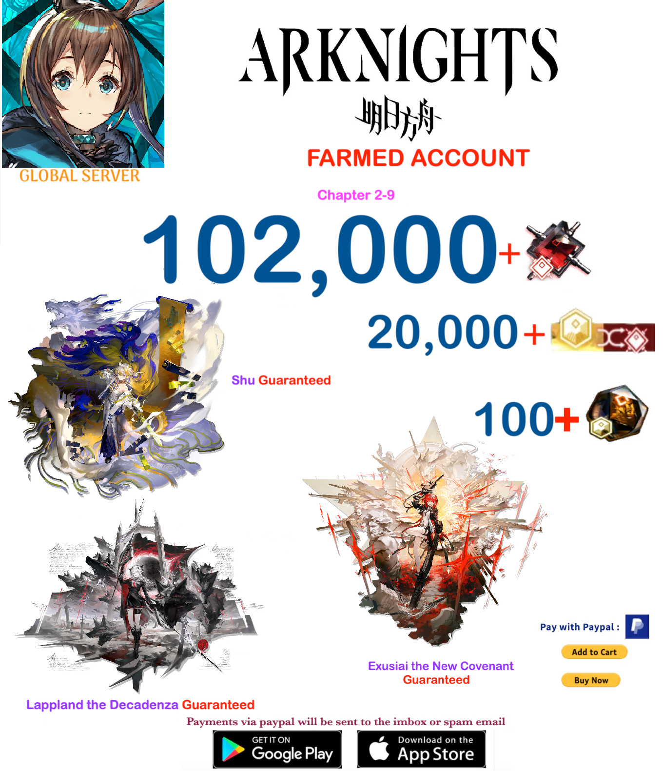 [Global Server] 102,000 +Orundum + Haruka  Arknights Farmed Account v19