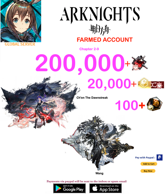 [Global Server] 200,000+ Orundum + Ch'en The Dawnstreak / Arknights Farmed Account v12
