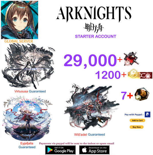 [Global Server] 29,000 +Orundum + Virtuosa+ Wisadel + Eyjafjalla    -    Arknights Starter Account