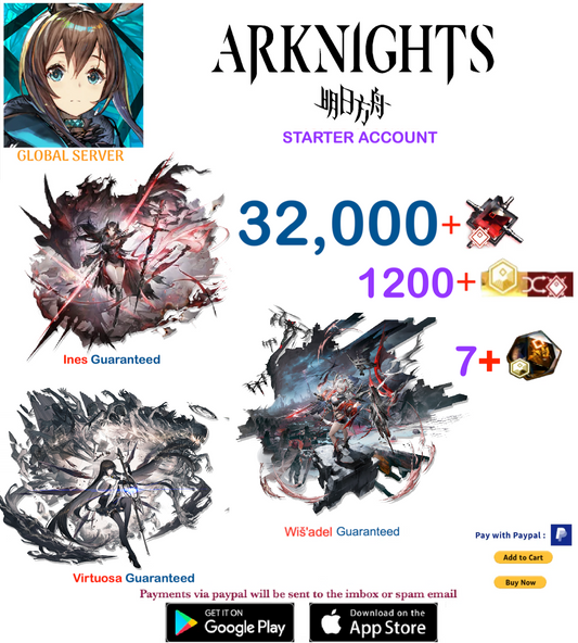 [Global Server] 32,000 +Orundum + Virtuosa+Wiš'adel+Ines   -    Arknights Starter Account v4