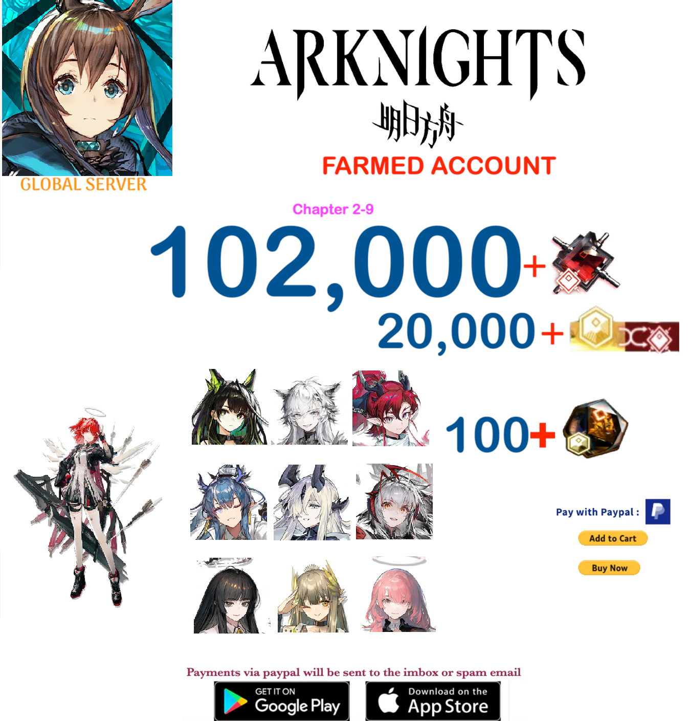 [Global Server] 102,000 +Orundum + Logos v1   -    Arknights Farmed Account