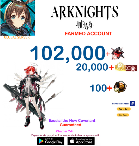 [Global Server] 102,000 +Orundum + Exusiai the New Covenant  Arknights Farmed Account