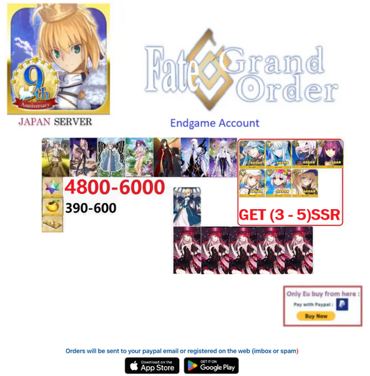 [JAPAN SERVER]  BG FULL GET (3-5)  Fate Grand Order FGO Endgame Reroll  Account