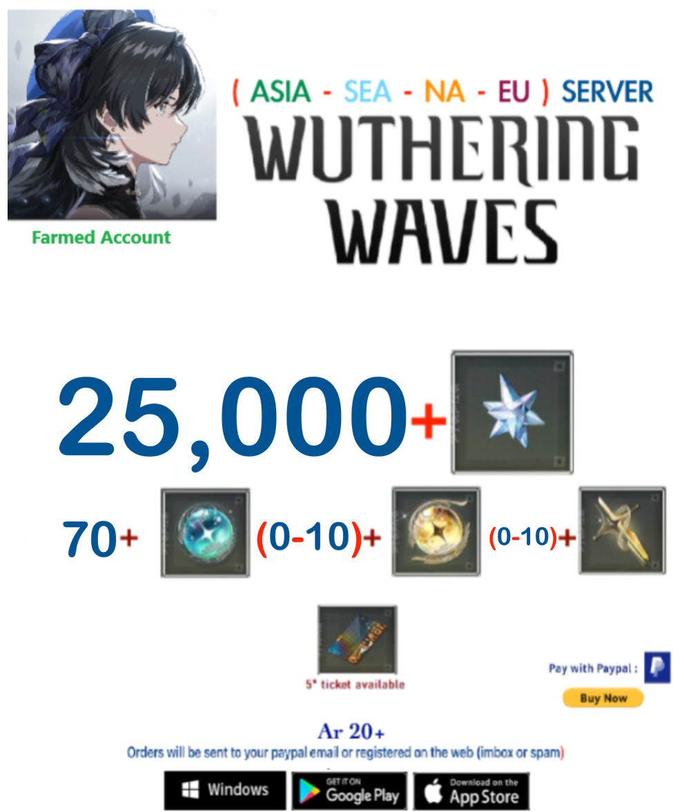 (All Server)25,000+   Wuthering Waves  Farmed  Account