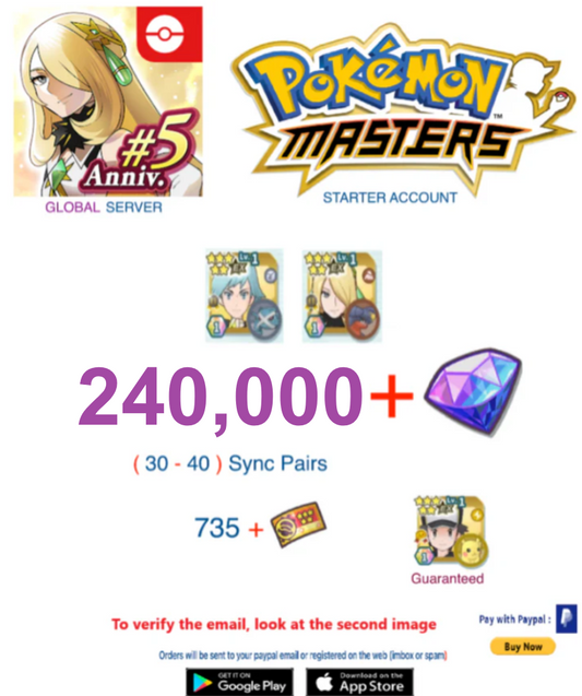 [Global Server/Android Version] 240,000 Gems + Multiple combinations  -  Pokemon Master Ex  Reroll Starter Account