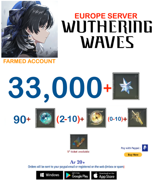 (Europe Server) 33,000 Wuthering Waves Farmed Account