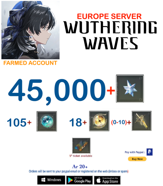 (Europe Server) 45,000 Wuthering Waves Farmed Account