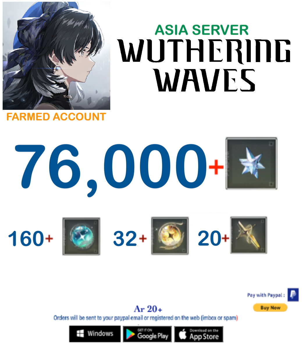 (Asia Server) Wuthering Waves Farmed Account