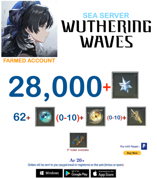 (Sea Server) 28,000 Wuthering Waves Farmed Account