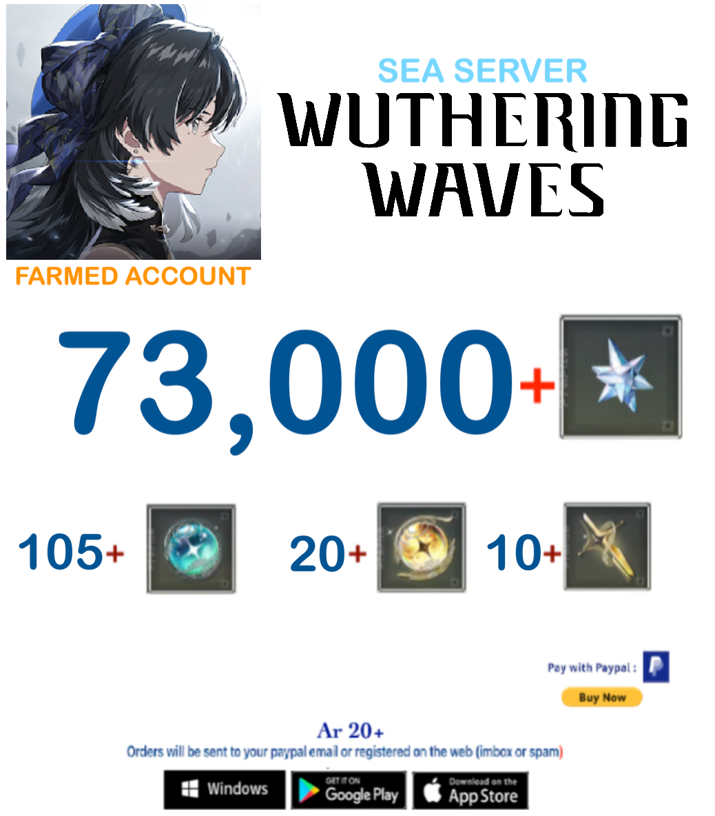 (Sea Server)  Wuthering Waves Farmed Account