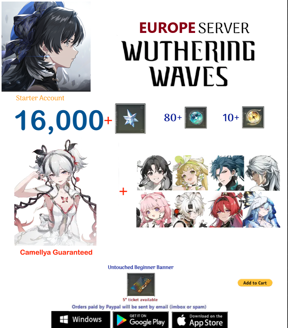 (Europe Server) Camellya  - Multiple Combinations-  Wuthering Waves  Starter  Account (AR25+)