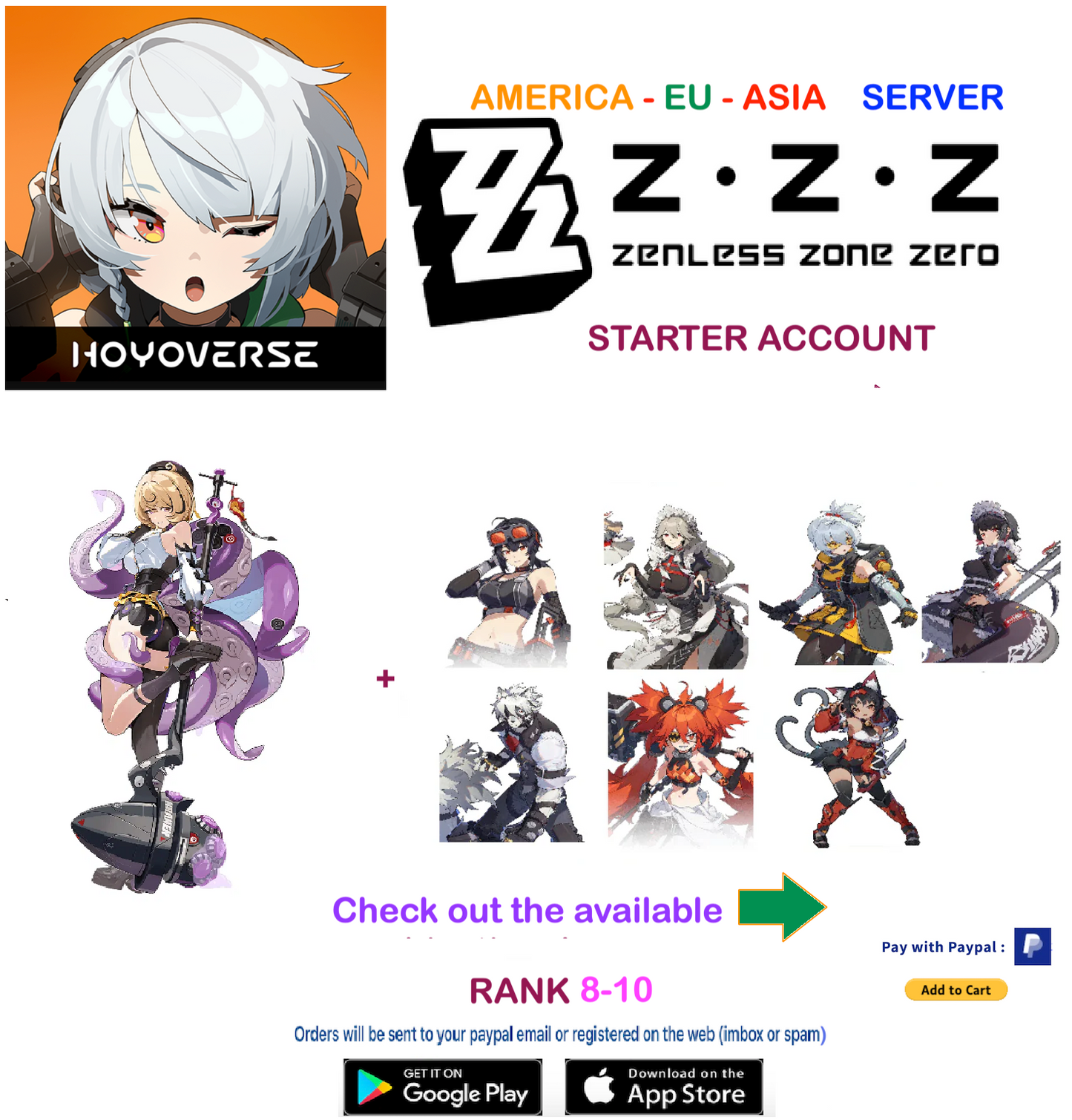 (All Server)  Yidhari  - Zenless Zone Zero Starter Account (RANK 8)