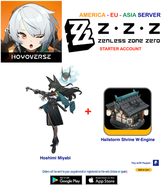 (All Server)  Hoshimi Miyabi + Weapon   - Zenless Zone Zero Starter Account (RANK 8)