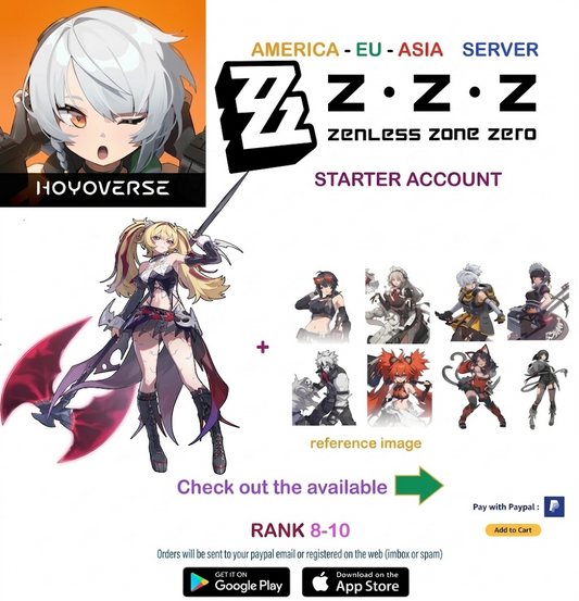 (America/Europe/Asia Server)  Claret Flint - Zenless Zone Zero Starter Account (RANK 8+)