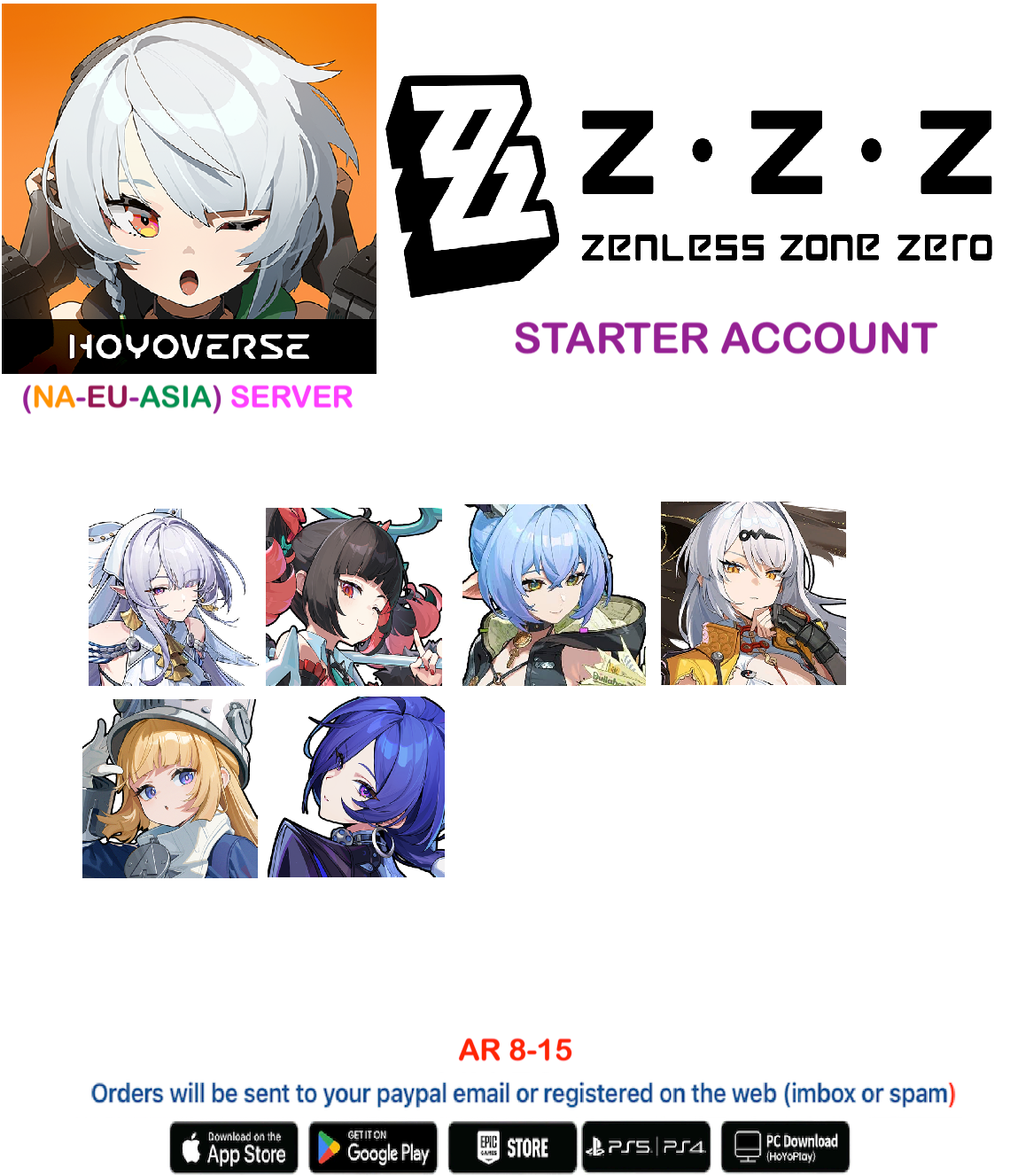 (All Server)  Multiple Combinations   - Zenless Zone Zero Starter Account